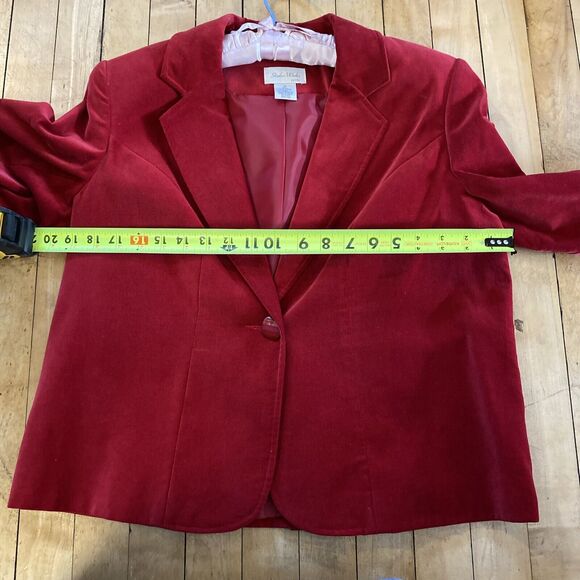 Studio Works Womens Petite Medium  Red Blazer Jacket Vintage One Button Career - Picture 14 of 15